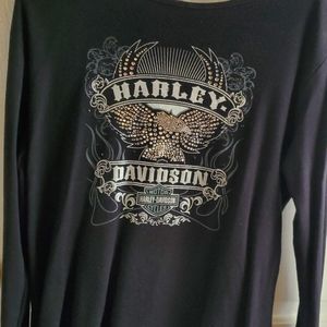Xl women's Harley davidson Long sleeve shirt black and gray